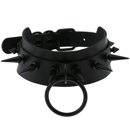 Gothic Choker Strap Necklaces with Multiple Spike and Pendant Designs