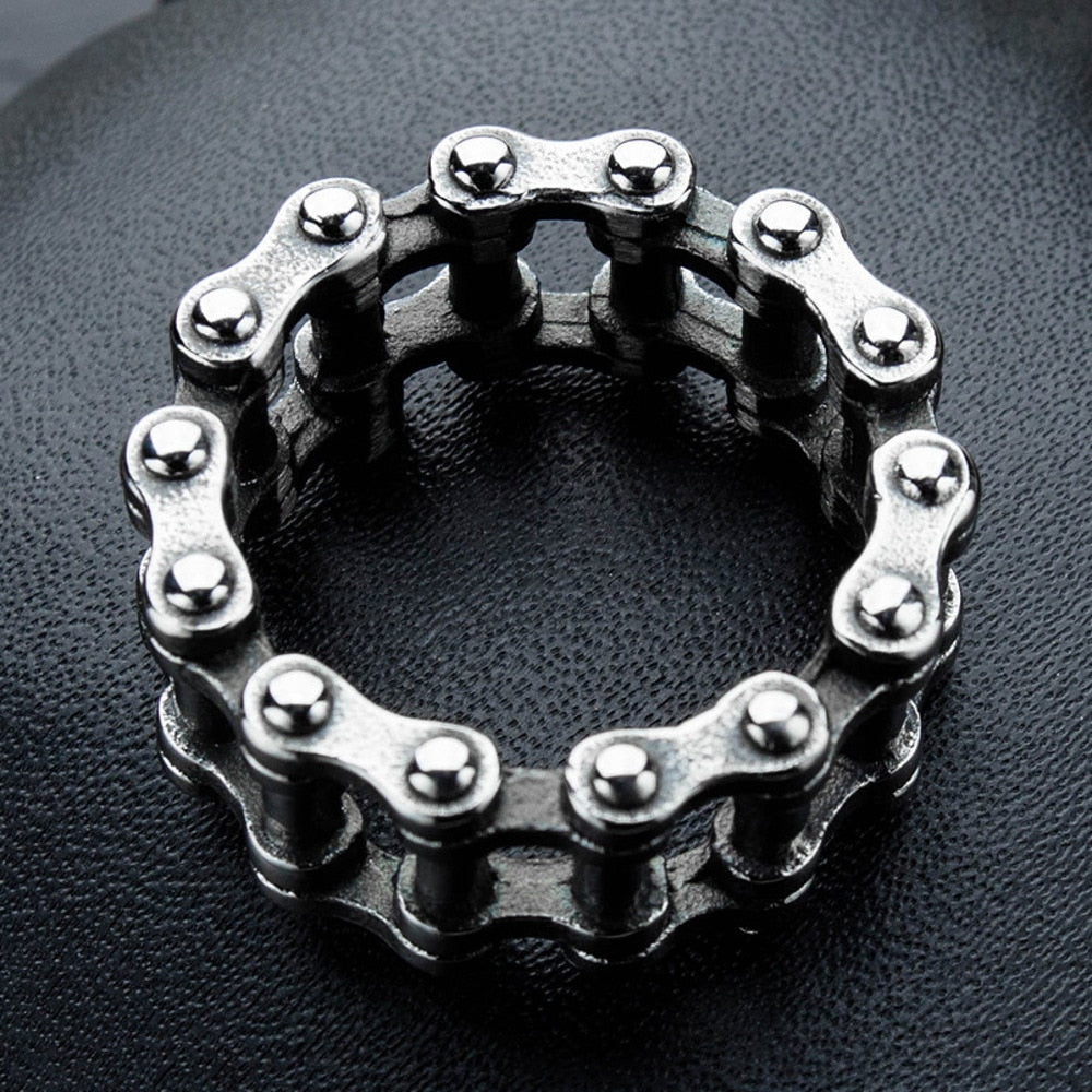 Gothic Bicycle Chain Ring for Men