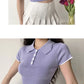 Gothic Knitted Polo Crop Top
