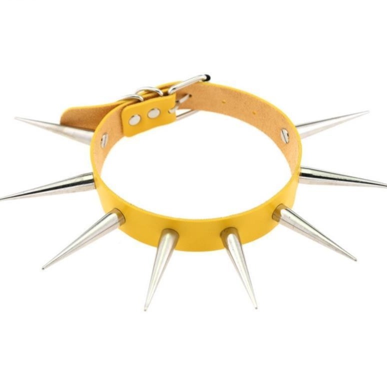 Gothic Long Spike Choker Necklace with Rivets