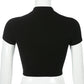 Gothic Korean Style Buckle Women Turtleneck Sleeve T Shirt - Flaunt Your Individual Style with this Chic Tee