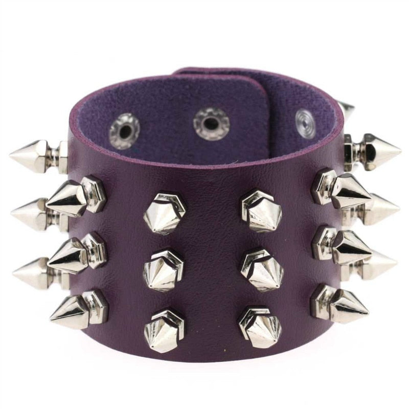 Gothic Black Leather Wristband