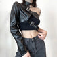 Stylish and sleek PU leather crop top for a gothic fashion statement