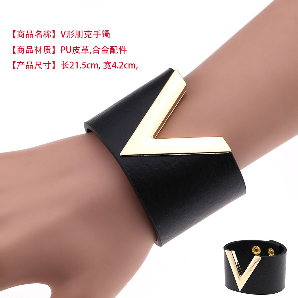 Gothic Black Leather Wristband