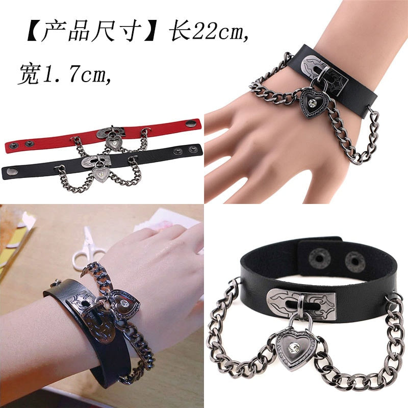 Gothic Black Leather Wristband