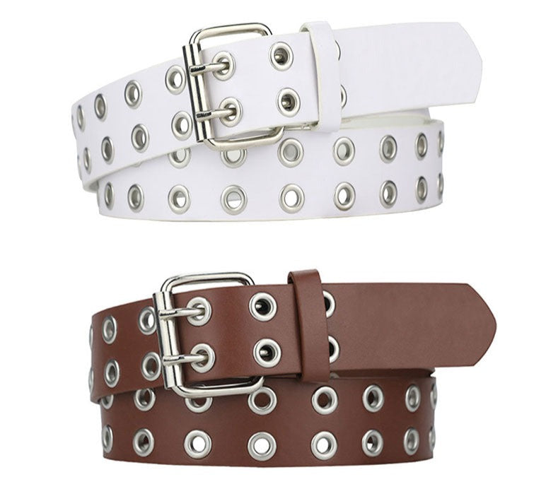 Gothic Leather Waist Belts with Double Pin Buckle