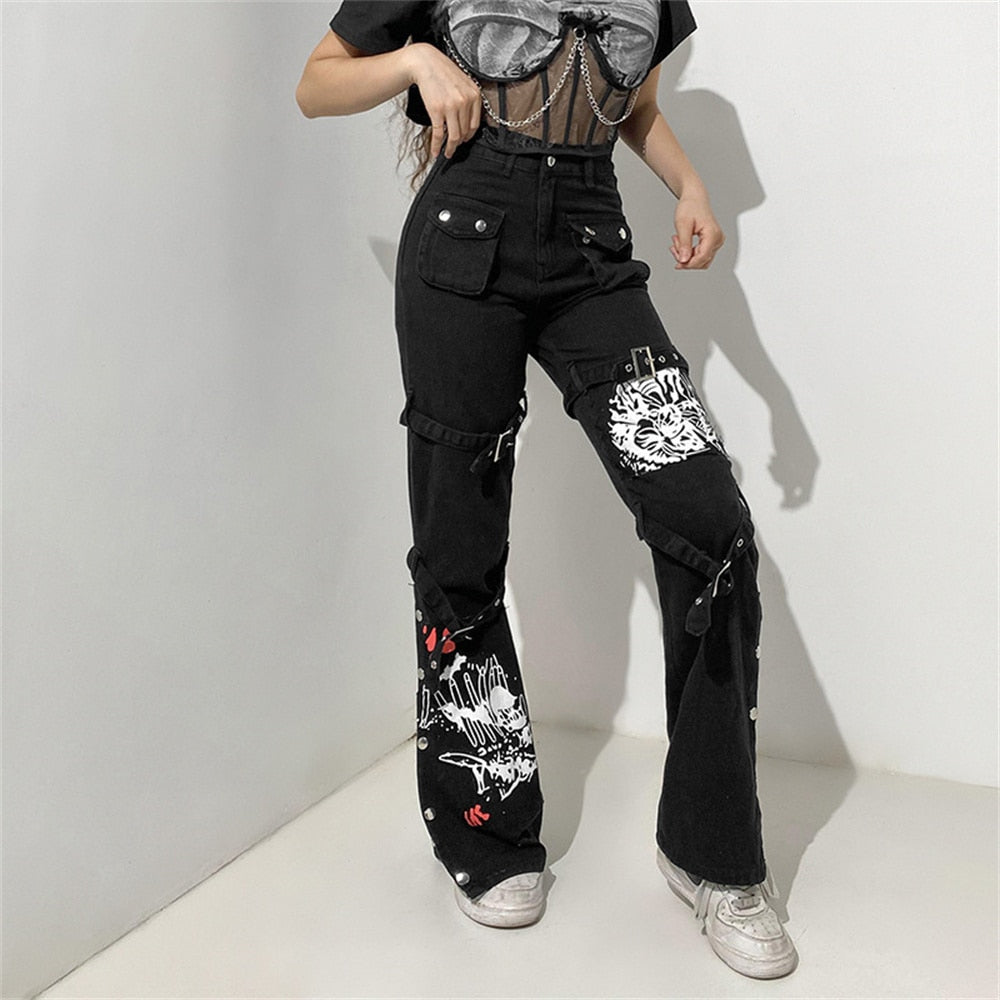 Gothic Emo Alt Cargo Pants Techwear