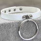 Gothic White Leather Choker Necklace with Multiple Spikes and Pendant Designs