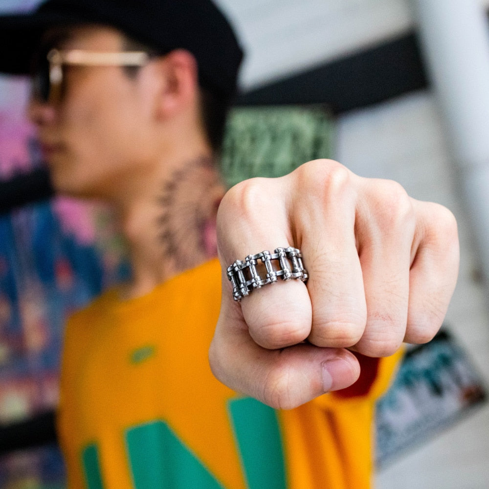Gothic Bicycle Chain Ring for Men