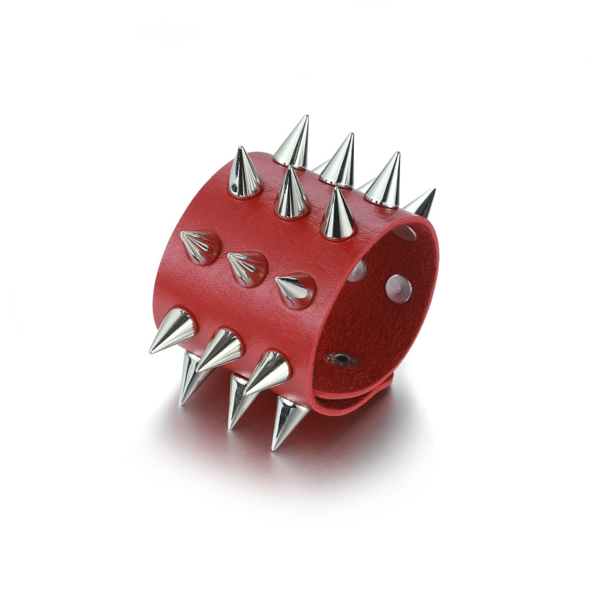 Gothic Emo Leather Wristband with Metal Spikes