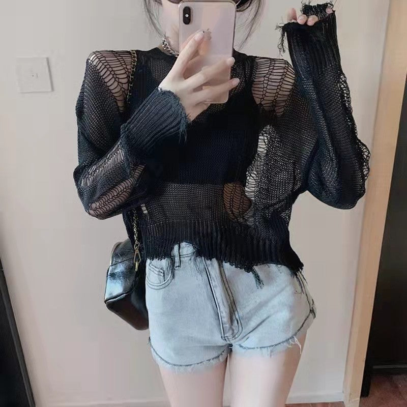 Edgy Gothic Pullover Sweater for Women with a Loose and Comfortable Fit"