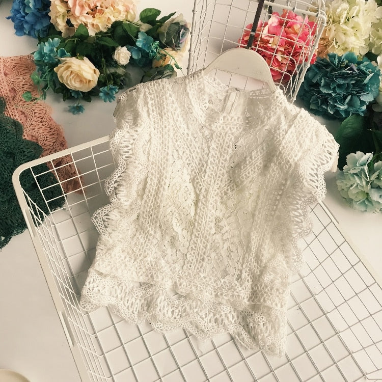 Gothic Short Sleeve Lacework Pullover Tank Vest