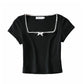 Korean Crop Top Wth Bow Tie