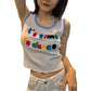 Gothic Tank Top with Embroidered Letters
