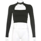Gothic Cut-Out Black Harajuku Crop T-Shirt -
