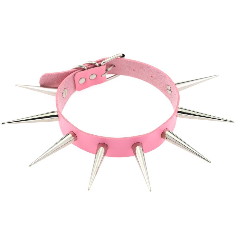 Gothic Choker Necklace - Big Long Spikes with Rivets