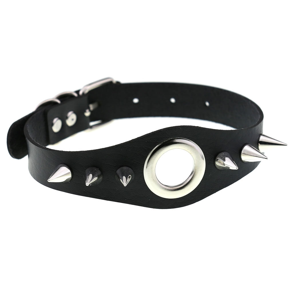 Gothic Choker Strap Necklaces with Multiple Spike and Pendant Designs