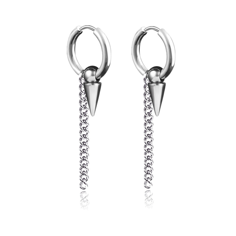 Gothic Chain Hoop Earrings with Multiple Pendant Designs