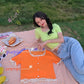 Girls Patched Lace O-Neck Knitting T-shirt