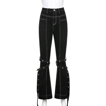 Gothic Grunge Black Jeans for Women
