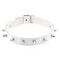 Gothic White Leather Choker Necklace with Multiple Spikes and Pendant Designs