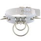 Gothic White Leather Choker Necklace with Multiple Spikes and Pendant Designs