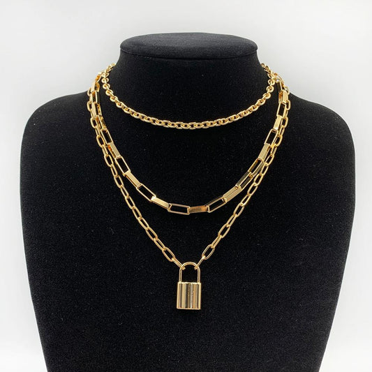 Punk Stainless Steel Padlock Necklaces