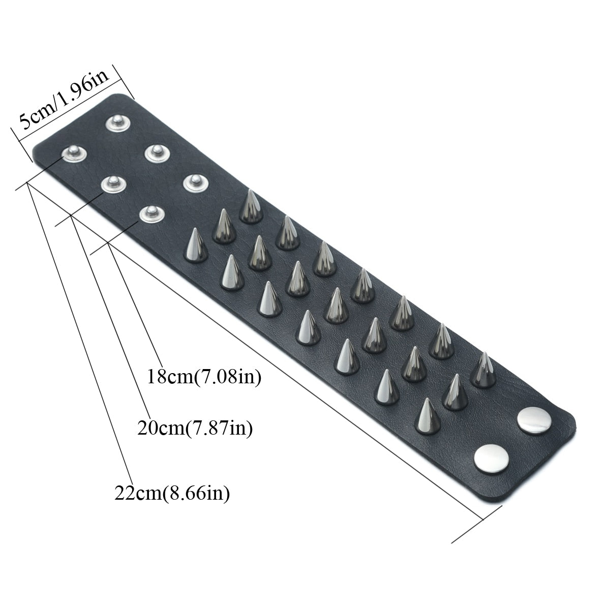 Gothic Emo Leather Wristband with Metal Spikes