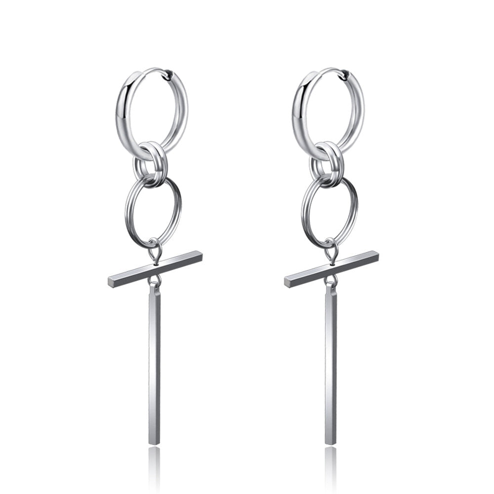 Gothic Chain Hoop Earrings with Multiple Pendant Designs
