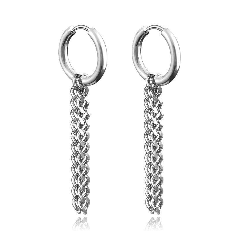 Gothic Chain Hoop Earrings with Multiple Pendant Designs