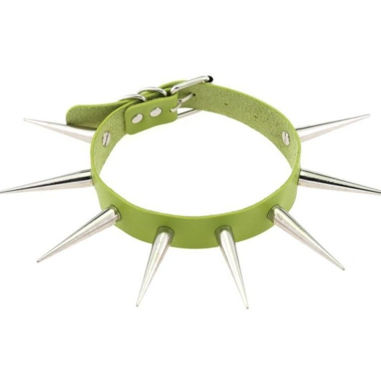 Gothic Long Spike Choker Necklace with Rivets