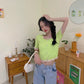 Girls Patched Lace O-Neck Knitting T-shirt