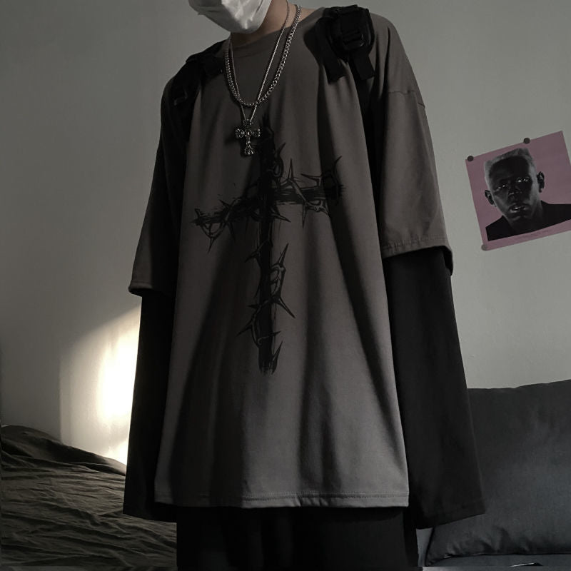 Gothic Style T-shirt with Two-Piece Design