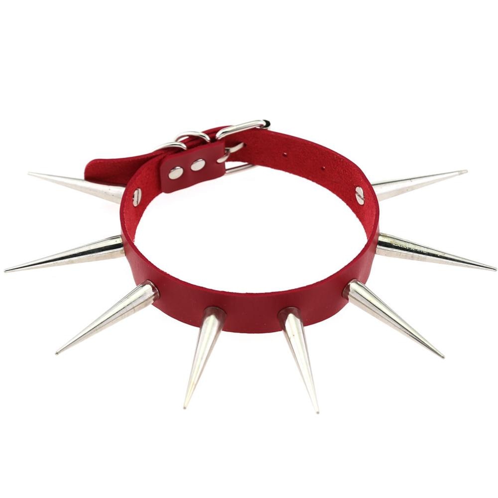 Gothic Choker Necklace - Big Long Spikes with Rivets