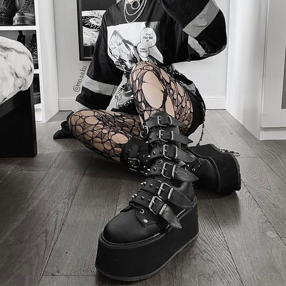 Gothic Mid Calf Boots for Women