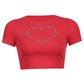 Heart Diamond Printed Crop Top Retro
