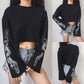 Gothic Cool Girl Dragon Pattern T-Shirt