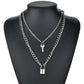 Hip Hop Multi Layers chain necklace with heart lock
