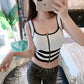 Striped Zipper Crop Top Tank