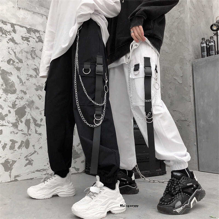 Gothic Cargo Pants with Chains Pocket