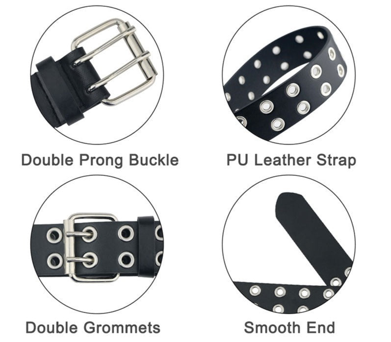 Gothic Leather Waist Belts with Double Pin Buckle