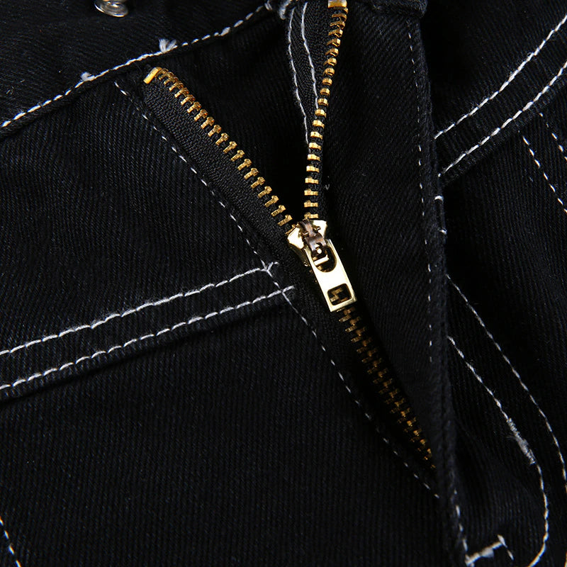 Gothic Grunge Black Jeans for Women