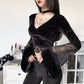 Gothic Style Flare Sleeve Tee with Lace Trim: Embrace gothic style with this flare sleeve tee adorned with lace trim for a touch of romance.