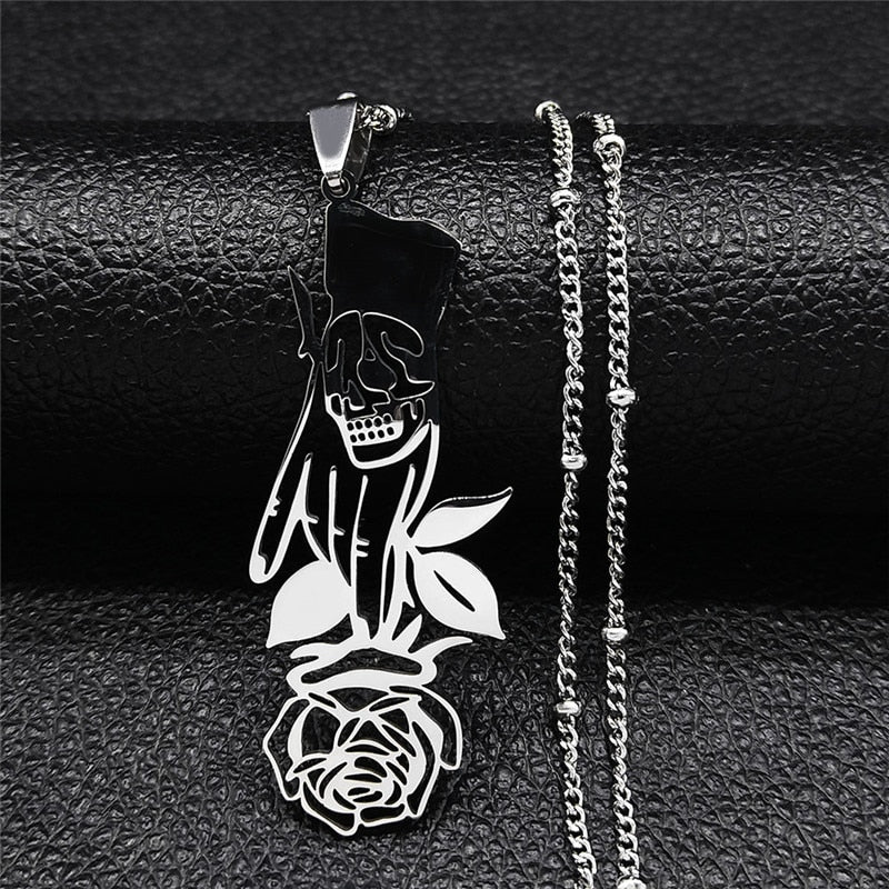 Gothic Sickle Rose Necklace