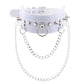Gothic White Leather Choker Necklace with Multiple Spikes and Pendant Designs