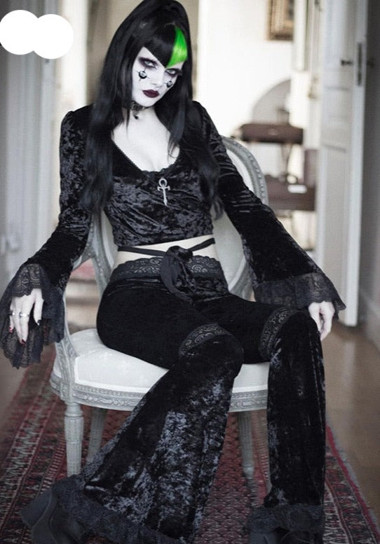 Gothic Velvet Lace Patchwork Flare Pants