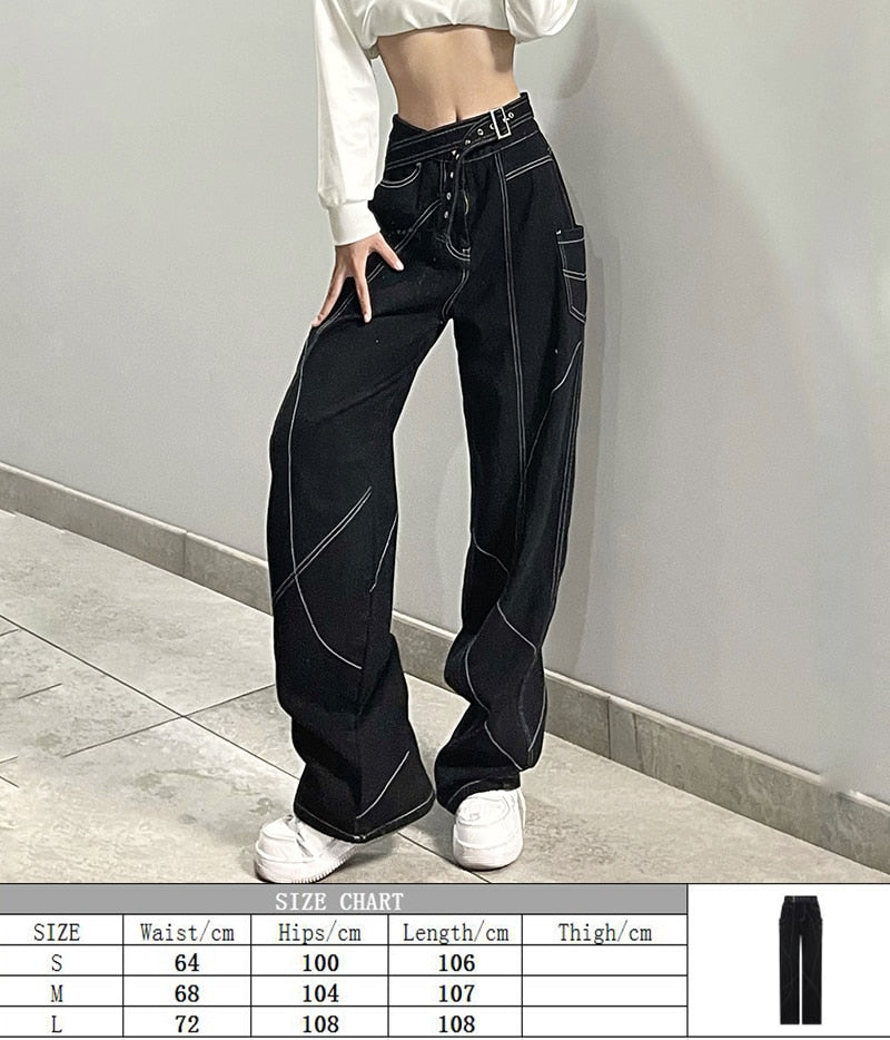 Eyelet Buckle Cyber Punk Baggy Jeans Y2K