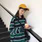 Gothic Japan style Stripe Cotton Hoodie for Women