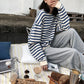 Gothic Japan style Stripe Cotton Hoodie for Women