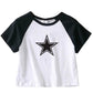 Statement-making gothic female top with a celestial star pattern"